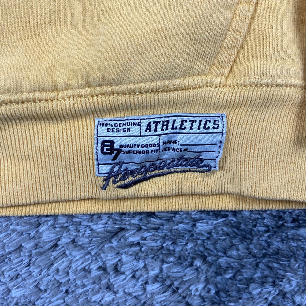 Vintage Aeropostale Hoodie Mens S Yellow Varsity Team Pullover Sweatshirt Y2k - Picture 4 of 9